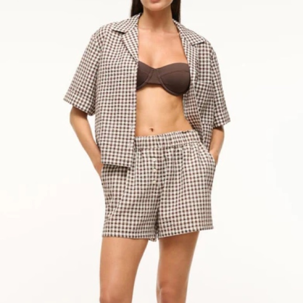 STAUD Checkered Brown Short and Top Set